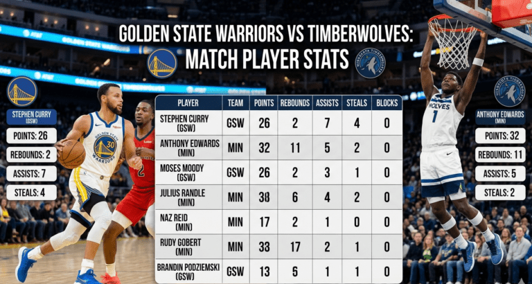 golden state warriors vs timberwolves match player stats