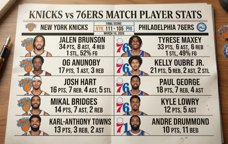 knicks vs 76ers match player stats