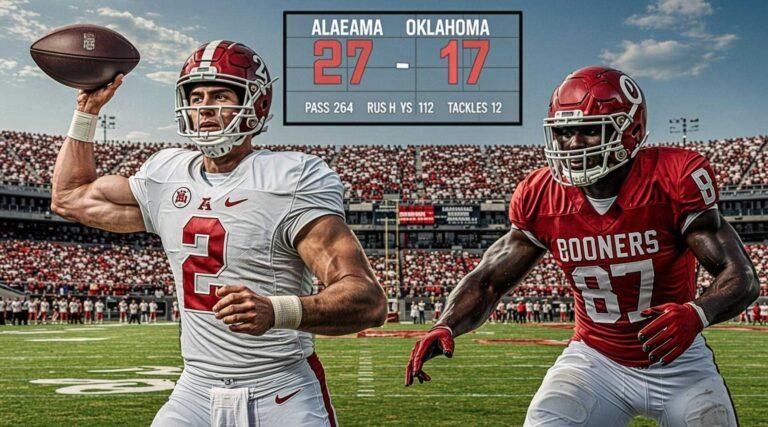 Alabama Crimson Tide Football vs Oklahoma Sooners Football Match Player Stats