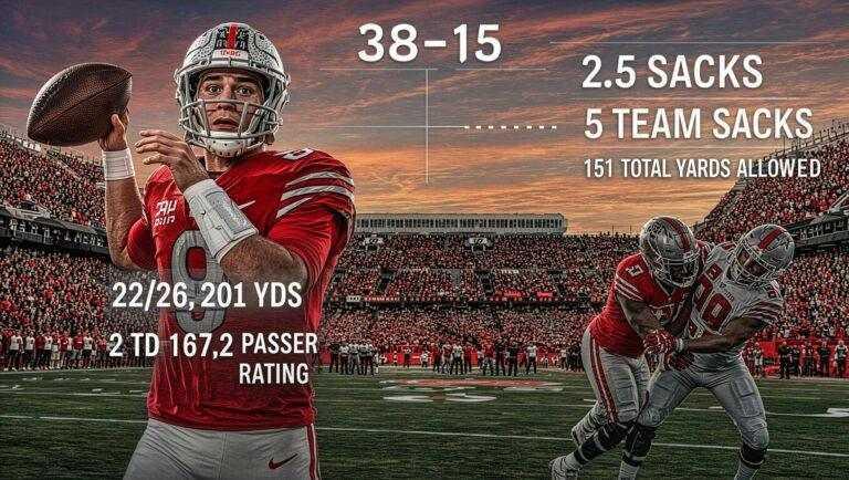 ohio state buckeyes football vs indiana hoosiers football match player stats