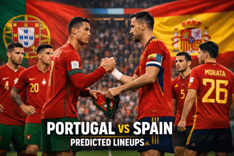 portugal national football team vs spain national football team lineups